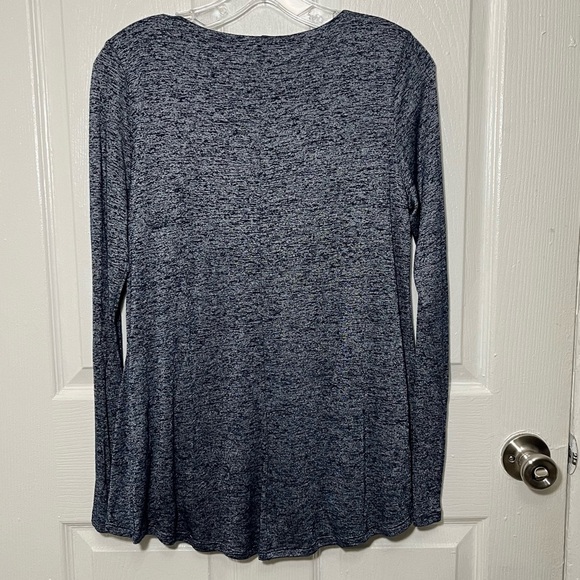 NWT WHITE HOUSE BLACK MARKET Heather Blue Navy Long Sleeve Cowl Neck Top | small - Picture 8 of 8